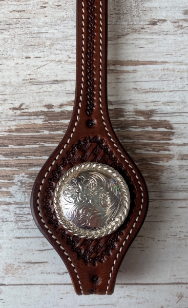 Rope Edge Western Engraved Concho glänzend 1 1/2